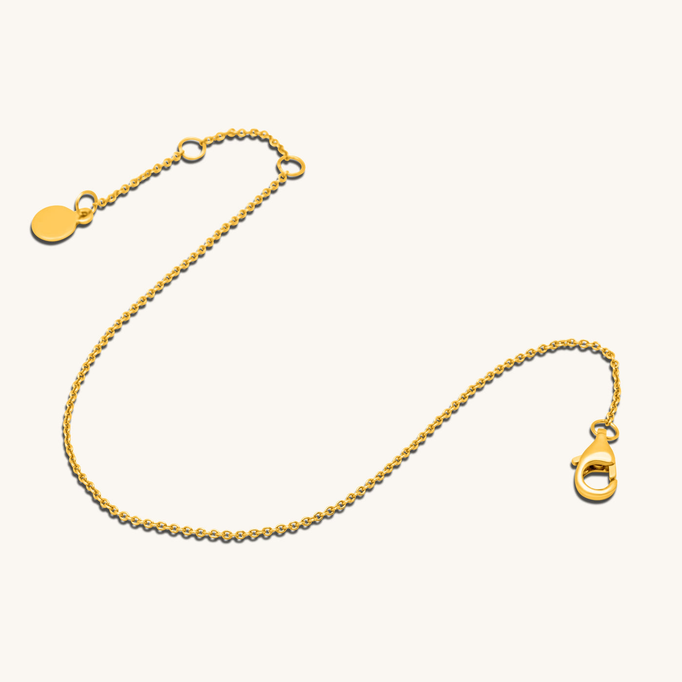 Modern Simple Minimalist Jewelry Women's Bracelet Thin Slick Cable Chain 1mm 18k Gold Layered on 925 Sterling Silver 