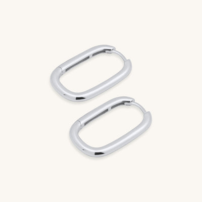 INTTN Oval Huggie Hoops Earing  U shaped Women's Earing 925 sterling silver