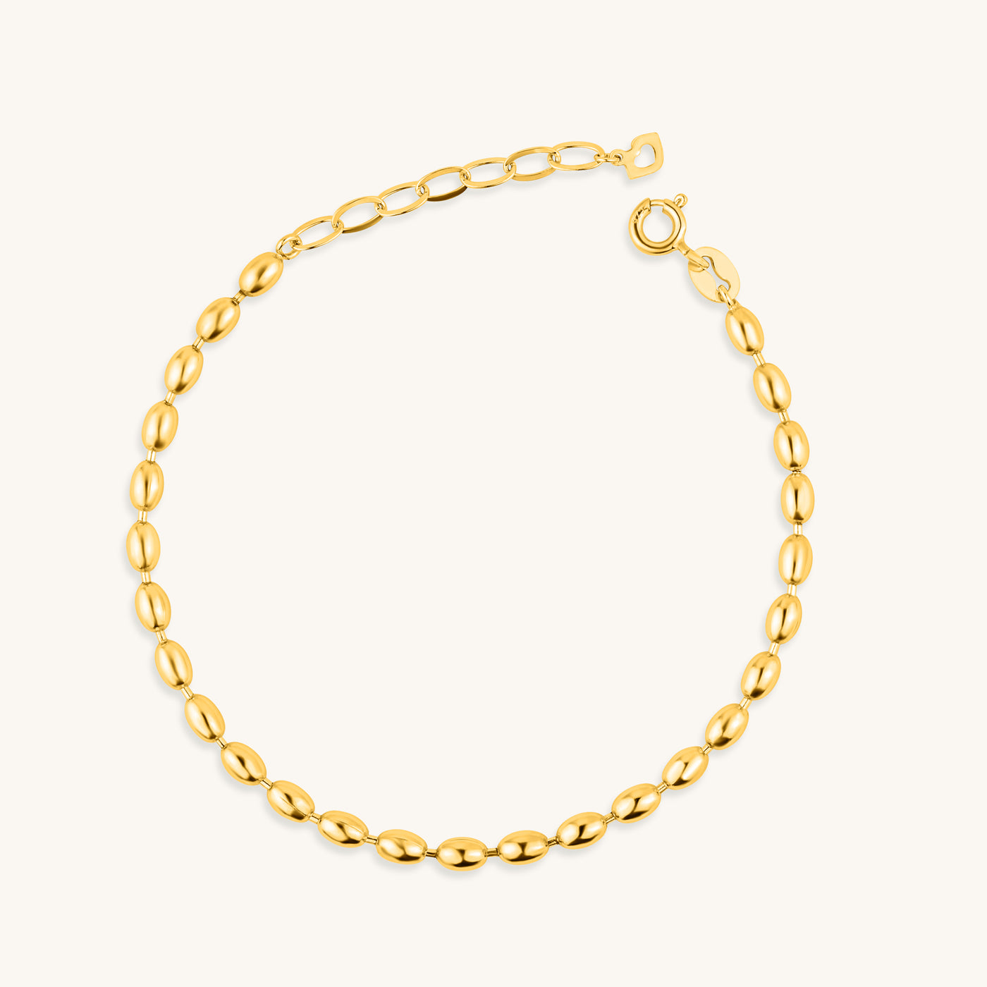 Modern Simple Minimalist Jewelry Women's Bracelet 18k Gold Layered on 925 Sterling Silver  Oval Bead Chain