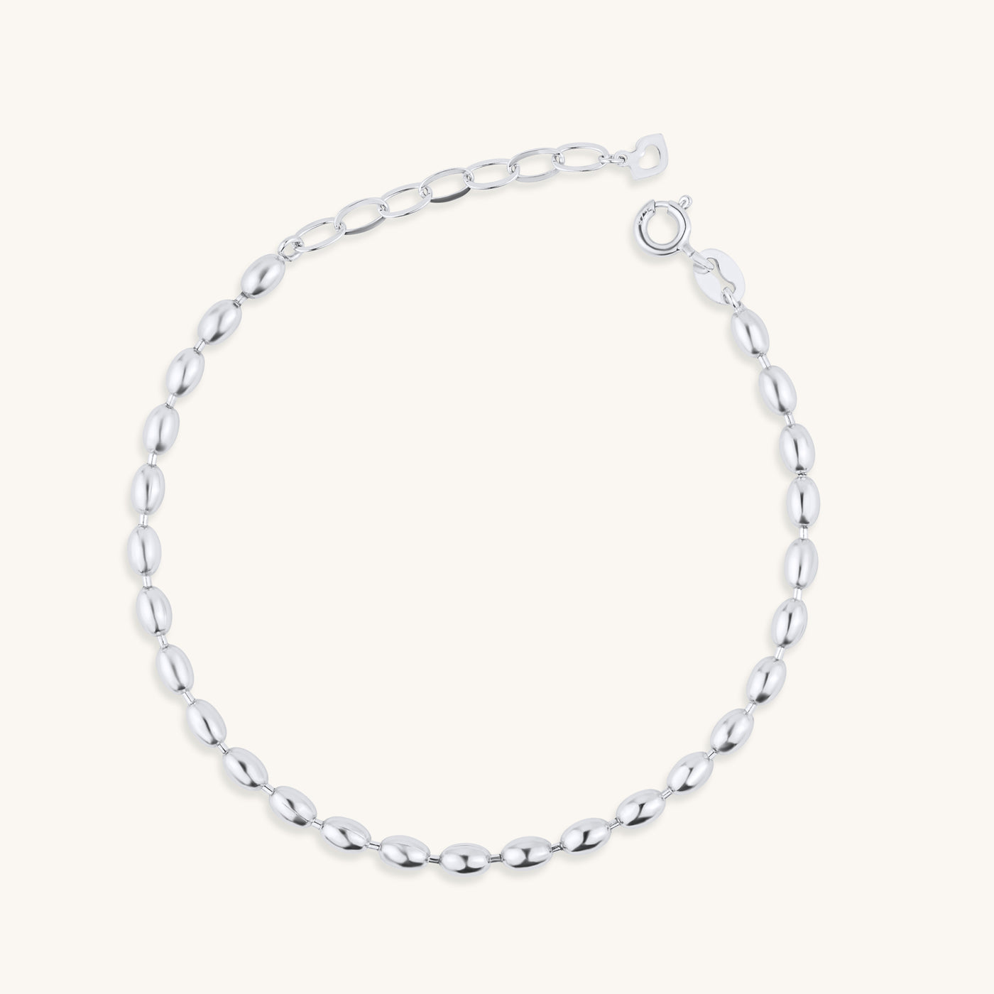 Modern Simple Minimalist Jewelry Women's Bracelet 925 Sterling Silver Oval Bead Chain