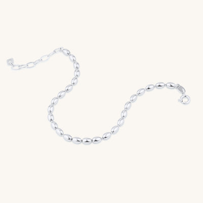 Modern Simple Minimalist Jewelry Women's Bracelet 925 Sterling Silver Oval Bead Chain