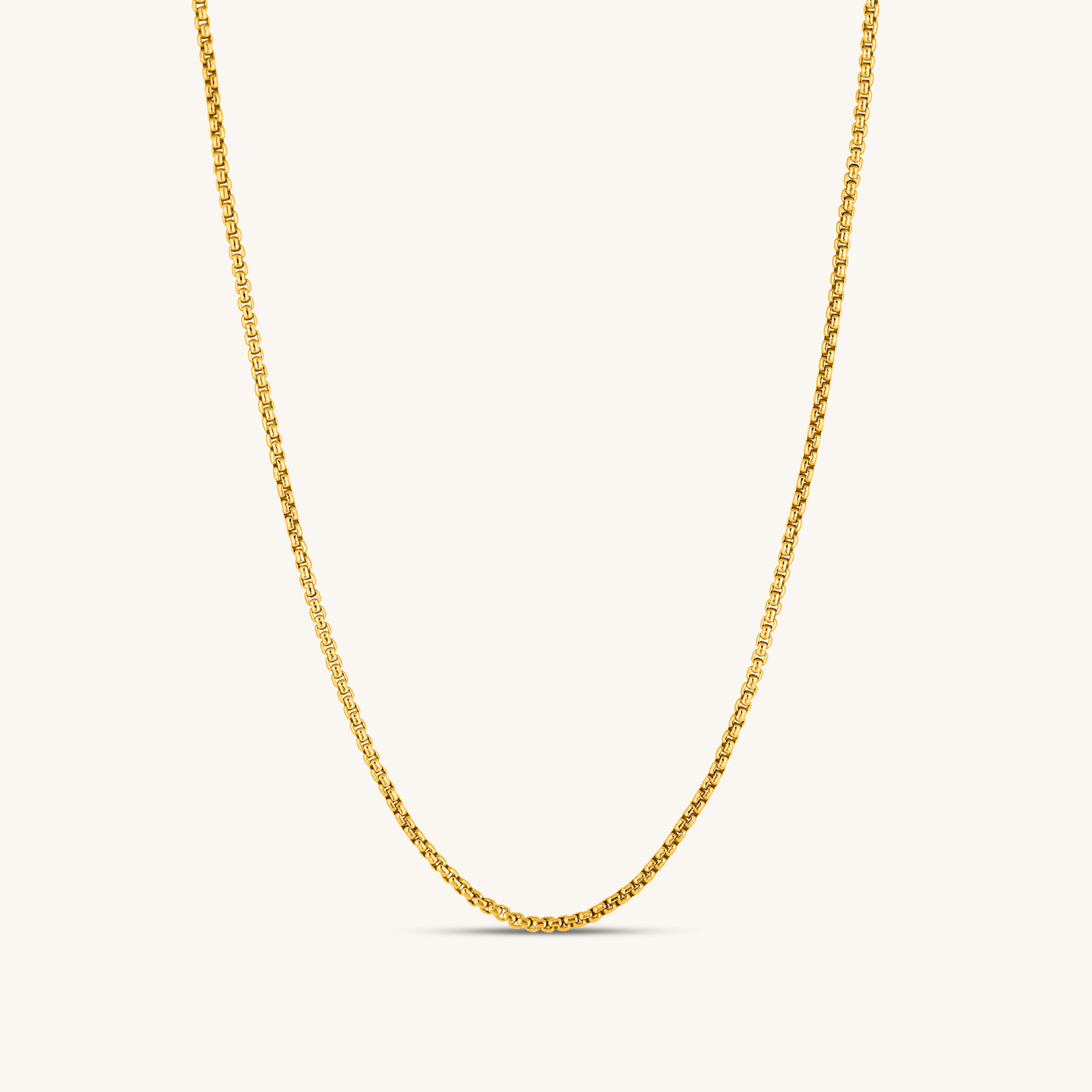 Modern Minimalist Jewelry Women's Necklace Choker Round box chain 2mm 18k Gold layered on 925 Sterling Silver