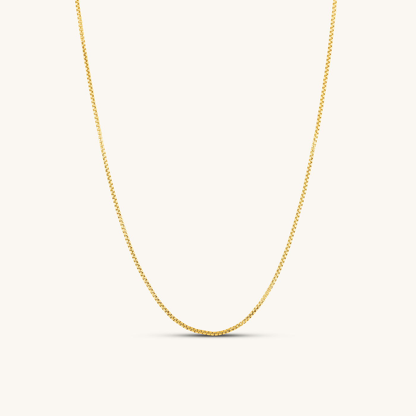 Modern Minimalist Jewelry Women's Necklace Choker thin Slick Rolo box chain 1.3mm 18k Gold layered on 925 Sterling Silver