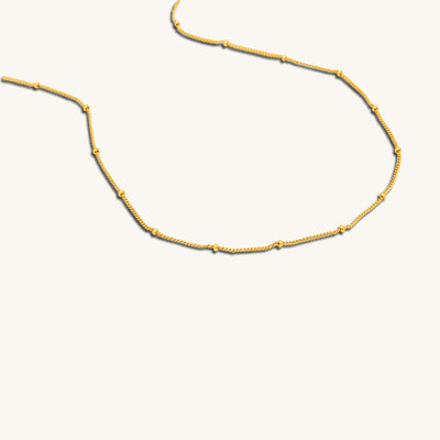 Modern Minimalist Jewelry Women's Necklace Choker Satellite baby curb chain 18k Gold layered on 925 Sterling Silver