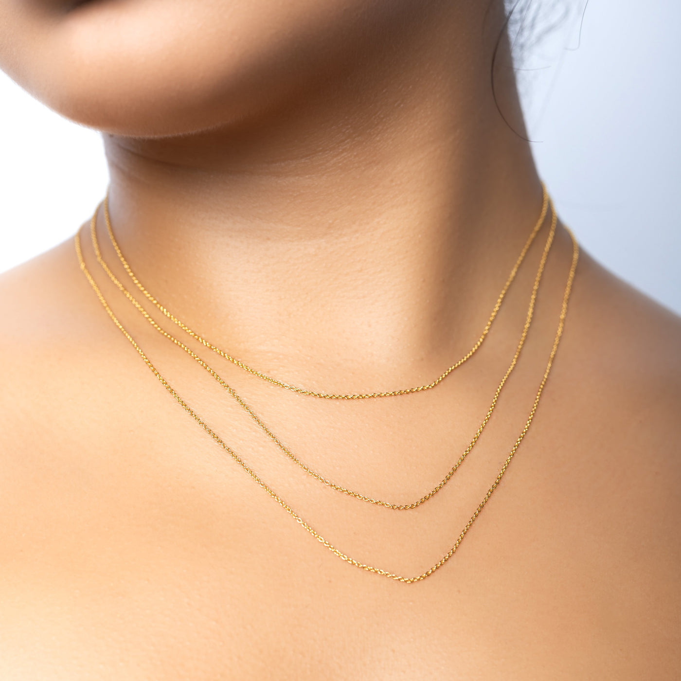 Modern Minimalist Jewelry Women's Necklace Choker Thin Slick Cable Chain 1mm 18k Gold layered on 925 Sterling Silver