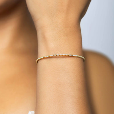  Modern Simple Minimalist Jewelry Women's Bracelet Tennis chain 18k Gold Layered on 925 Sterling Silver Cubic Zirconia  